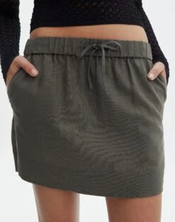 Linen Blend Mini Skirt 34 Linen Blend Mini Skirt -Outlet Glassons Store t mila tie waist mini skirt cypress full ss116071tlv