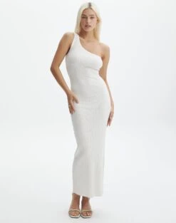 One Shoulder Knit Maxi Dress