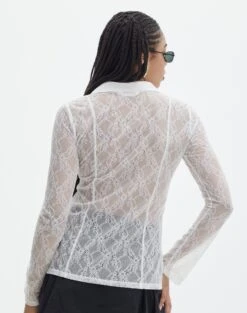 Lace Long Sleeve Button Front Top 30 Lace Long Sleeve Button Front Top -Outlet Glassons Store tali lace fitted cardigan milk back tc131029lac