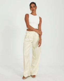 Linen Blend Tailored Pant 36 Linen Blend Tailored Pant -Outlet Glassons Store tally wide leg satin cargo bad to the bone front pw89476sat 1