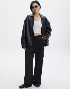 Print Mesh Lettuce Trim Cropped Cami -Outlet Glassons Store tally wide leg satin cargo black front pw89476sat