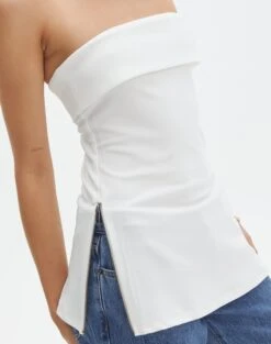 Foldover Zip Tube Top 23 Foldover Zip Tube Top -Outlet Glassons Store tatiana fold down side zip tube top milk imageback bv124397pln