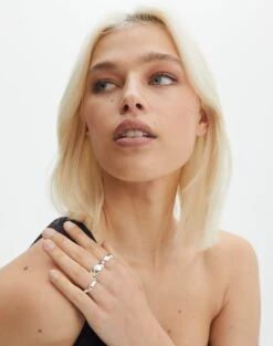 Oversized Contrast Stripe Shirt -Outlet Glassons Store three gold rings silver front je52535rng 2