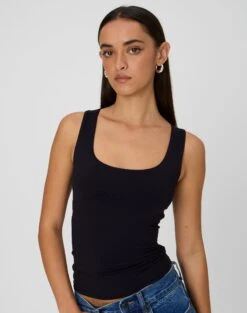 Zip Detailed Crop Tee -Outlet Glassons Store tommy tank top black front tv124269pch 3