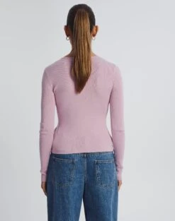 Twist Split Front Long Sleeve Knit -Outlet Glassons Store travi twist front longsleeve shrinking violet back kl63496knt