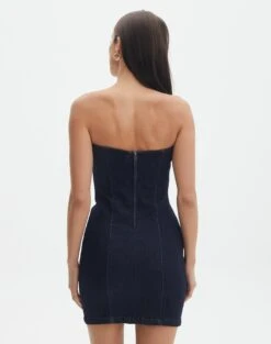 Strapless Denim Offcut Mini Dress -Outlet Glassons Store vn offcut denim strapless mini dress last rodeo indigo back ds55384vin