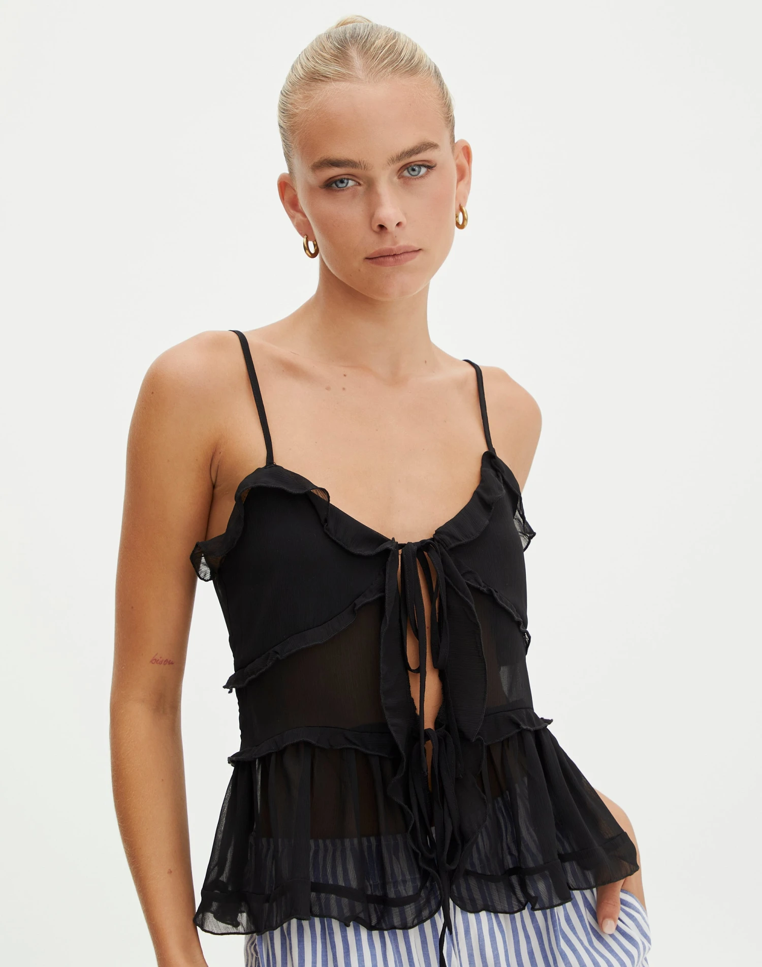 Ruffle Frill Tie Front Top 6 Ruffle Frill Tie Front Top - Image 4