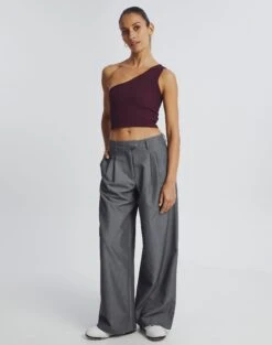 One Shoulder Ribbed Tank -Outlet Glassons Store wirius one shoulder cherry oh full kv44069rib