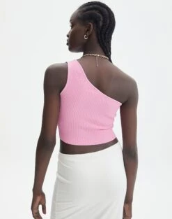 One Shoulder Ribbed Tank -Outlet Glassons Store wirius one shoulder smell the roses back kv44069rib