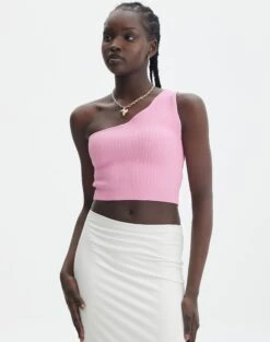 One Shoulder Ribbed Tank -Outlet Glassons Store wirius one shoulder smell the roses front kv44069rib