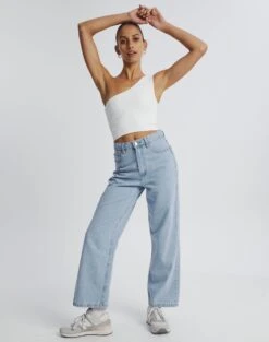 One Shoulder Ribbed Tank -Outlet Glassons Store wirius one shoulder white full kv44069rib