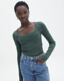 Ringspun Denim Skirt -Outlet Glassons Store wylie wide rib scoop thyme out front tl53892prib 1