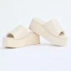 Platform Faux Leather Slide -Outlet Glassons Store yasmin platform slide bone front sh111104pu 3
