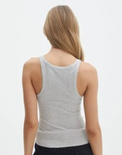 Cotton Racer Tank 33 Cotton Racer Tank -Outlet Glassons Store yasmin racer tank pale grey marle back tv120874orib