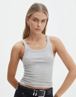 Cotton Racer Tank 31 Cotton Racer Tank -Outlet Glassons Store yasmin racer tank pale grey marle front tv120874orib