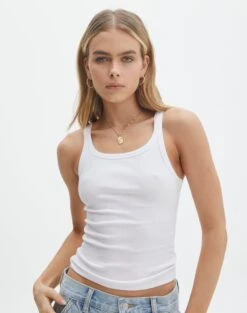 Cotton Racer Tank 27 Cotton Racer Tank -Outlet Glassons Store yasmin racer tank white front tv120874orib