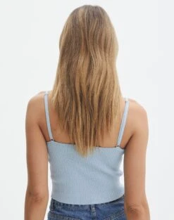 Knit V Neck Tank Top -Outlet Glassons Store yves v neck tank blue bubble back kv125600vn