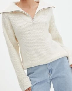 Oversized Quarter Zip Knit Jumper -Outlet Glassons Store ziggy zip oversized knit bad to the bone imageback kl95134cot